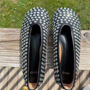 Mango Black and Silver Studded Flats